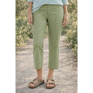 Patagonia Womens Pants Size 8 Green Black Printed Cropped Mid Rise Cotton Pocket